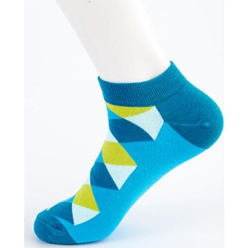 40-46 European Size Spring and Summer New Men Plaid Socks Trendy Ladies Diamond Lattice Socks Printing Large Size Art Man Socks