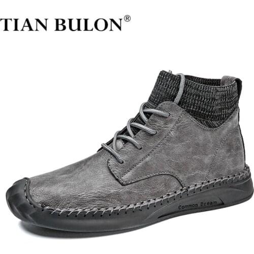 Winter Mens Snow Boots Plush Warm Mens Fashion Boots Waterproof Leather Mens Ankle Boots Men Outdoor Sneakers Botas Hombres