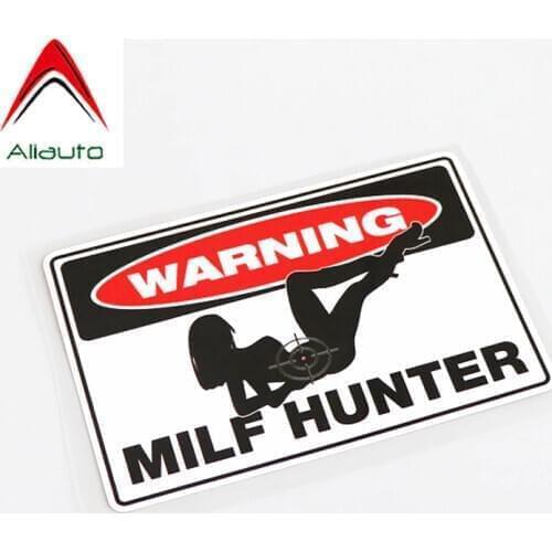 Aliauto Fashion Warning Car Sticker Milf Hunter Decoration PVC Decal Cover Scratches for Motorcycle JDM Chevrolet Audi,14cm*9cm