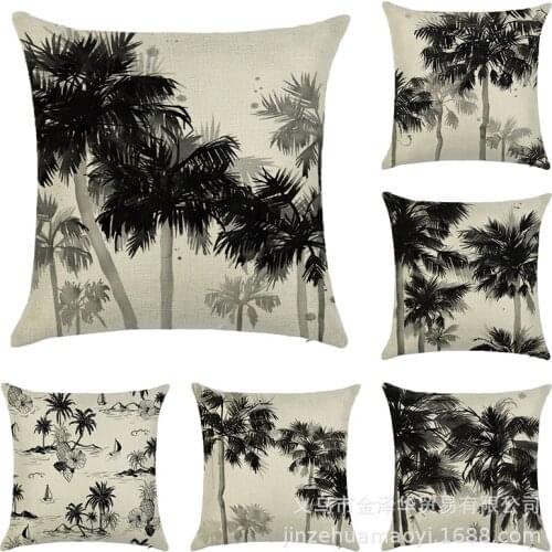 Cushion Cover 45*45 Chinese Ink Painting Printed Sofa Cushions Pillow Cases Polyester Pillowcase Home Decor Pillow Covers KD0390