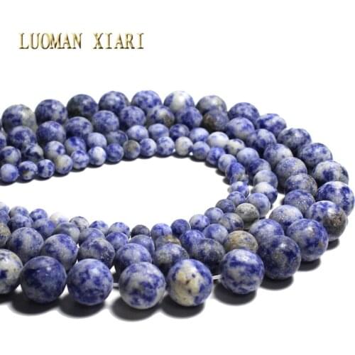 Wholesale Natural Dull Polish White Point Sodalite Stone Beads For Jewelry Making DIY Bracelet Necklace 4/6/8/10/12 mm 15