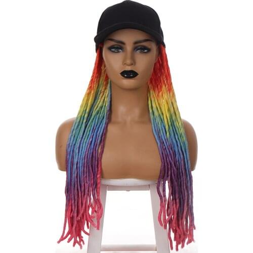 HOUYAN African Dirty Braid Hat Wig Black Big Braid Five-color Gradient Reggae Dirty Braid Braided Hair Extension Chemical Fiber