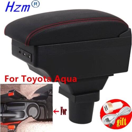 For Toyota Aqua Armrest For Toyota Aqua Prius C Interior Parts special Retrofit Car Armrest Center Storage box with USB LED