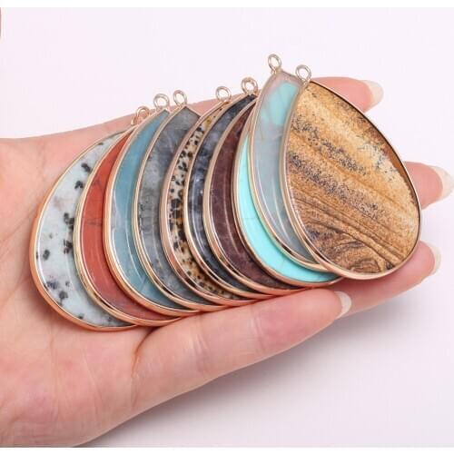 Natural Stone Water drop shape Pendants for Jewelry Making Diy earring necklace Bracelet accessories Size 37x55mm