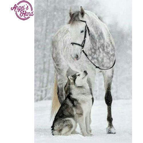 Full square Diamond 5D DIY Diamond Painting Embroidery Cross-stitch Horse&Wolf Rhinestone Mosaic Diamant Painting Decor Gifts