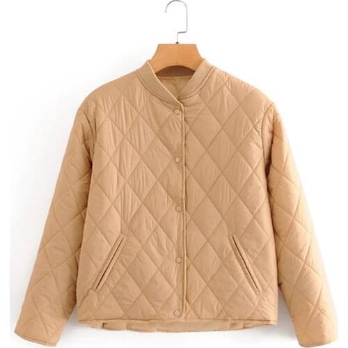 Casual Simple Short Cotton Coat Clothing Women Winter Warm New Fashion Standing Collar Jacket Long Sleeve coat