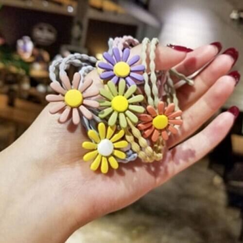 Korean Small Daisy Hair Rope Sweet Flower Headwear Girls Kids Elastic Hair Bands Children Hair Ropes Wholesale Hair Accessories