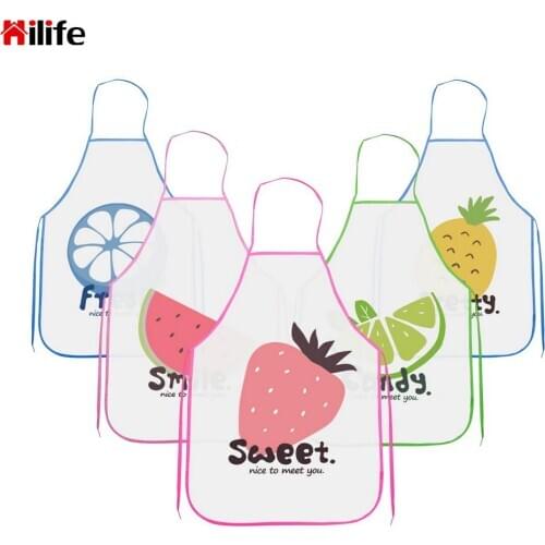 BBQ Tool kitchen Accessories Fruit Pattern PVC Apron Sleeveless Waterproof Anti-oil Aprons Cooking Waist Bib