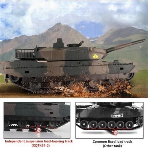 2.4GHZ Radio Remote Control Tank 45 Degrees Tilt Military Tank Model Boy Toy Turret Can Rotate 330 Degrees Size 40*15*12cm