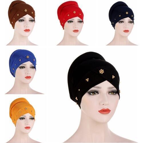Multicolor Inner Caps for Hijab Solid Cotton Bohemia Muslim Turban Bonnet Cover-up Wrap Head Hijabs Cap Islamic Accessories