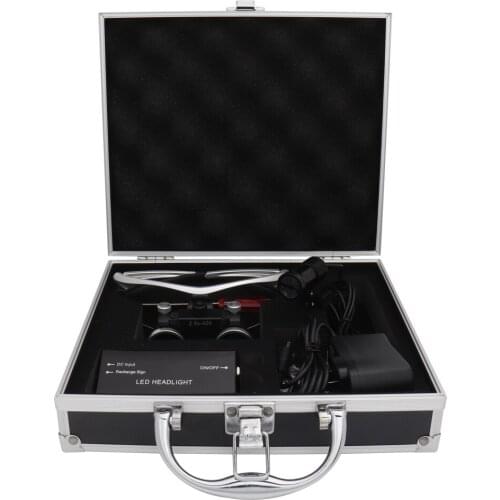 2.5x420mm Silver Dental Loupe Magnification Binocular Dental Magnifier Surgery Surgical Magnifier 5W Headlight