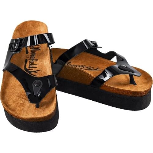 Moosefield Genuine leather New 2021 Comfortable eva sole for summer Patent Leather Flip-flops orthopedic non-slip Women slippers