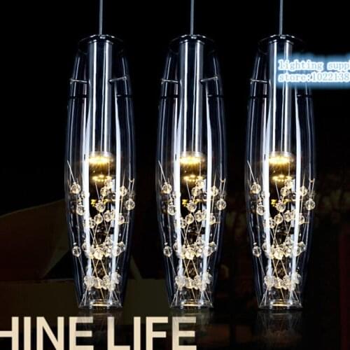 Modern home decoration glass LED pendant light artistic bar coffee shop restaurant 5W led crystal dining pendant lamp