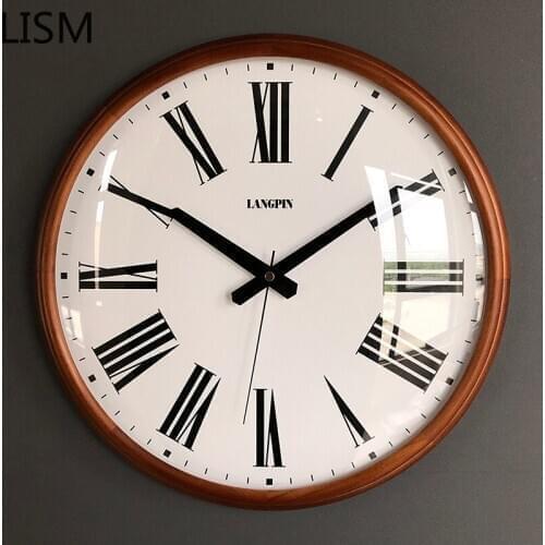 Modern Large Wall Clock Vintage Solid Wood Retro Silent Wall Clocks Living Room Bedroom Simple Office Clocks Wall Watch Digital