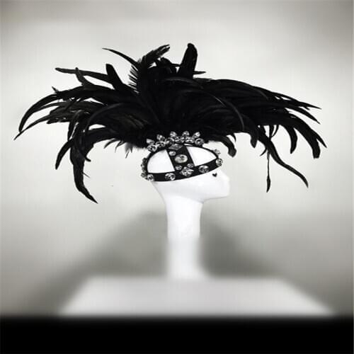 CC31 Ballroom dance costumes singer stage show wears dress black Punk head dress party dj catwalk bussiness performance hat bar