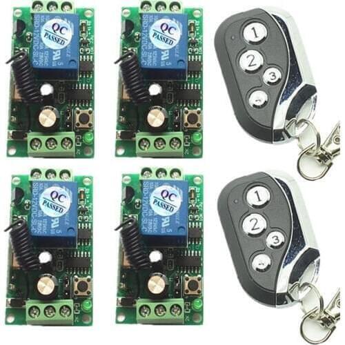 Smart Home DC 9V 12V 24V 4 CH Wireless Remote Control Switch Relay Output Radio Receiver Module and Transmitter