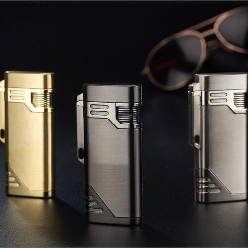 With Keychain Torch Turbine Lighter Jet Butane Blue Fire Cigar gas Lighter Cigarette Lighter 1300 C Butane Windproof Lighters