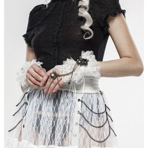 PUNK RAVE Womens Gorgeous Queen Lace Vintage Gloves Punk Star Pendant Party Evening Dinne Fasion Gloves