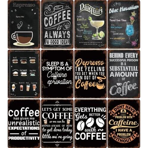 Coffee Tin Sign Vintage Metal Sign Plaque Metal Vintage Wall Decor for Kitchen Coffee Bar Cafe Retro Metal Posters Iron Painting