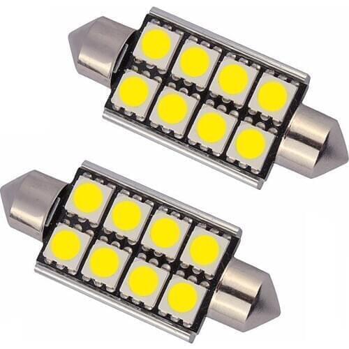 2PC C5W LED Canbus Festoon 31mm 36mm 39mm 41mm Car Bulb Interior Reading Light License Plate Lamp White 5050 8SMD Dodge 12V 5W