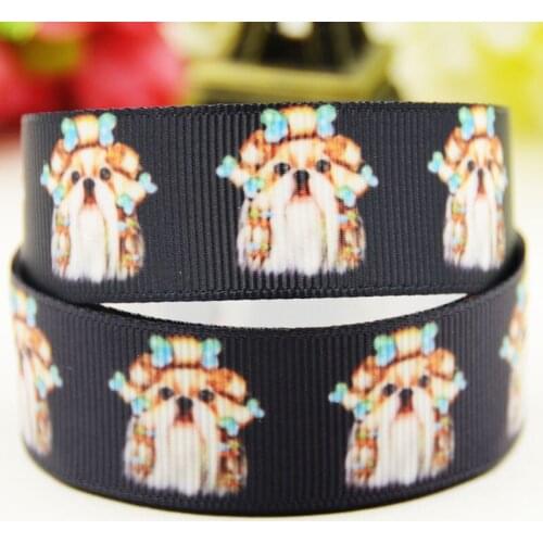 22mm 25mm 38mm 75mm Dog Cartoon pattern printed Grosgrain Ribbon party decoration 10 Yards X-03972