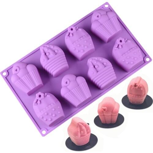 3D Silicone Cake Mold 8 holes cute cartoon Ice-Cream Pan Baking Mold Jelly Cupcake Mold Kitchen Bakeware Tools k954