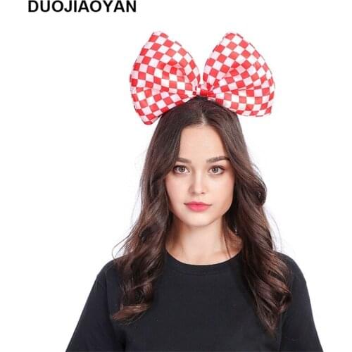 DUOJIAOYAN Fashion Print Bow Hairband Festival Headband Birthday Party Lattice Bowknot Hair Accessories