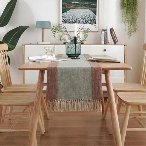Double-layer Cotton and Linen Tea Table Table Runner and Placemat Tassels Nordic Room Decoration camino de mesa T246