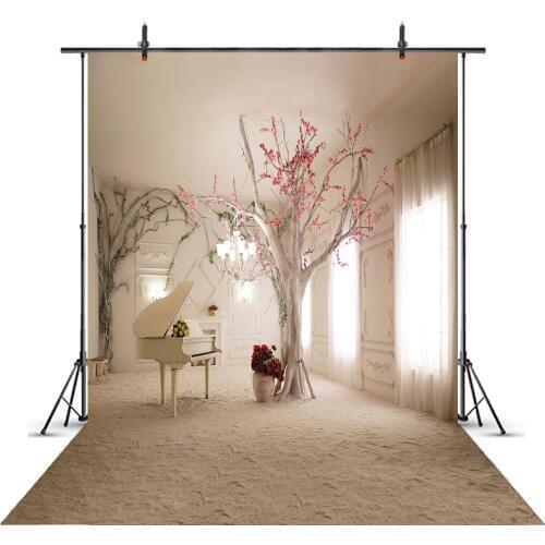 Background Elegant indoor piano tree Vinyl Backdrops for Photography Children Wedding Photo Studio Backdrop Cloth Background