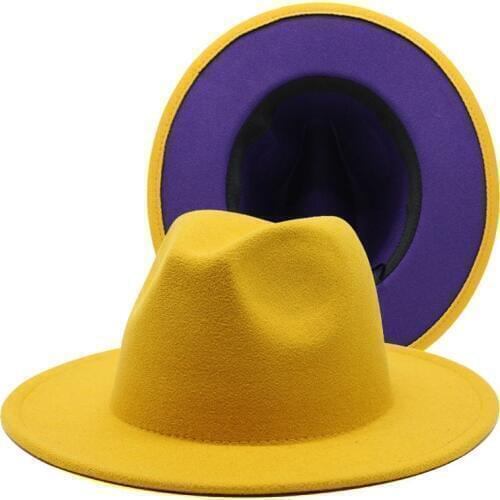 Fashion Patchwork Felt Hat Women Men Wide Brim Imitation Wool Jazz Fedora Hat Panama Trilby Cap Trend Gambler Hat 56-61CM