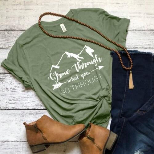 Grow Through What You Go Through T-shirt Summer Graphic Inspirational Camping Tees Tops Men Women Aesthetic Tumblr Travel Tshirt