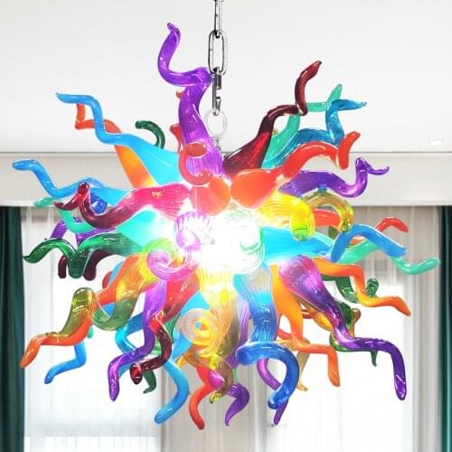 2021 New Art Glass Chandeliers for Dining Room Creative Bright Colored Hand Blown Glass Modern Chandelier Light for Living Room