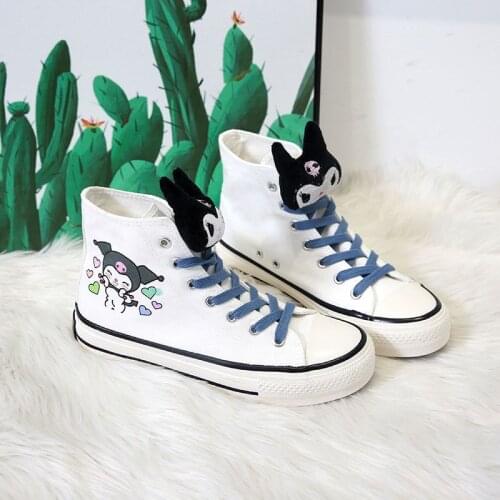 Spring and Autumn Students New Cartoon Print High-top Canvas Shoes Girl Casual Graffiti Vulcanized Shoes White Womens Shoes