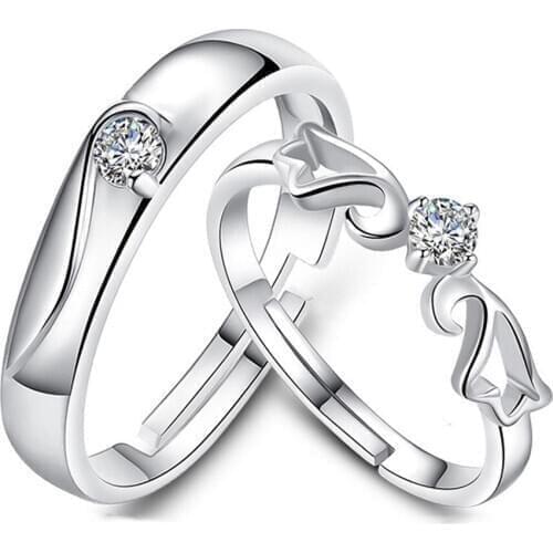 Real s925 pure silver rings for couple anillos de compromiso wedding ring Korean Kopi creative double wing Valentines Day gift