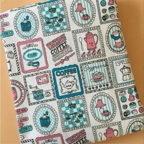 Cute Patterns Printed Cotton Linen Fabric Abrasion-Resistant Canvas Linen Cotton Fabric Material For DIY Patchwork Quilting