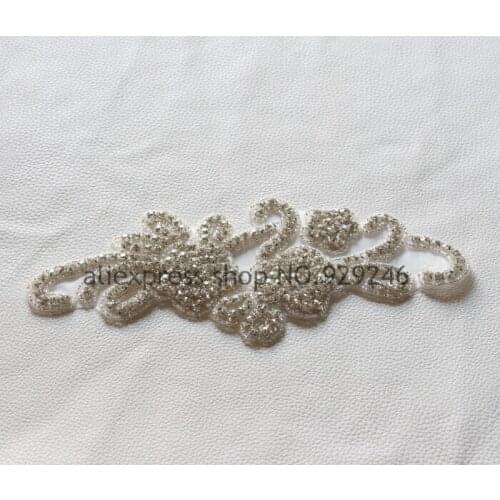 Fashion dress decoration crystal flower trimmings sew on rhinestone applique bridal wedding embellishments women dress accessory