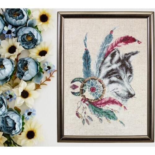 2020 Customized Embroidery Wolf DIY Counted Cross Stitch Ornament Kits with 100% Cotton Floss & Free Shipping for Home Decor