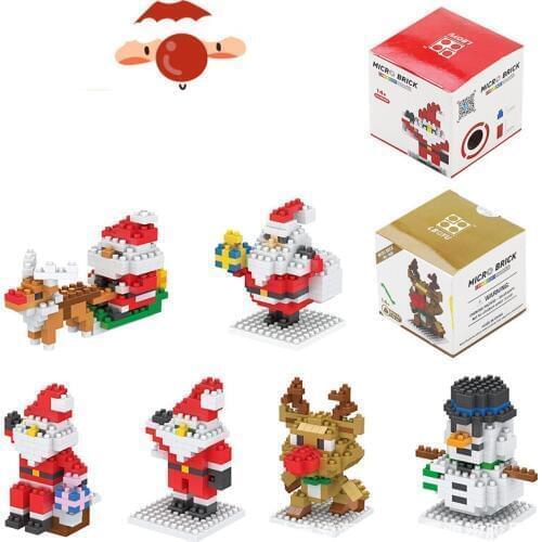New micro diamond building blocks Santa Claus blocks snowman bricks Christmas series mini stereo assembled toys Christmas gifts