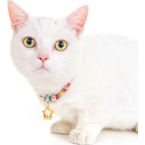 Lovely Pet Cat Kitten Collar Classic Rainbow Basic Cat Dog Collar Snap Buckle Collar Lovely Dog Leash Pet Products Decoration