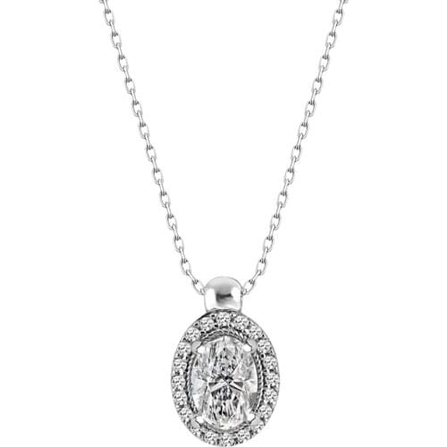 Certified Swarovski Oval Stone 925 Silver Necklace