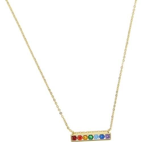 Hot fashion multi color cz Necklaces For Women Bar Name Necklace floating charm Dazzling CZ Gold filled Jewelry Valentines Gift