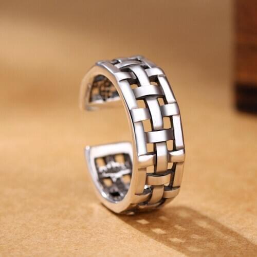 Punk Gothic Antique Silver Color Open Size Twist Braided Wide Rings for Women Men Lovers Finger Rings Party Jewelry Gift ER1154