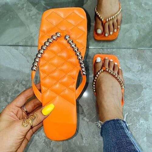 Women Flip Flop Slippers Slides Bling Rhinestone Ladies Shoes Casual Summer Flat Female Crystal Glitter Woman Plus Size 2021