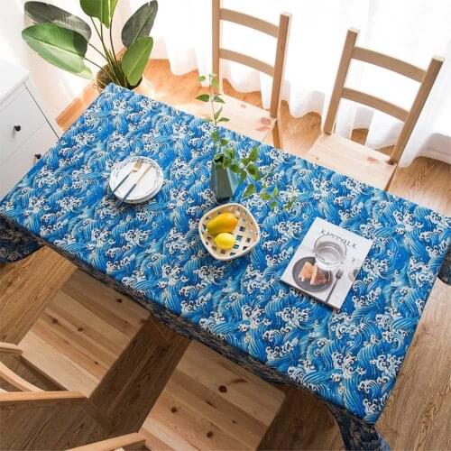 Wave Table Cover Rectangle Printing Tablecloth for Restaurant Household Decoration Mantel Mesa Tablecloth