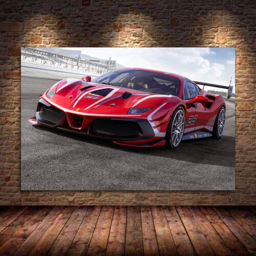 Modern Wall Picture Sportscar Ferraris 488 Challenge Evo Red Car Art Print Poster Canvas Painting Living Room Decor