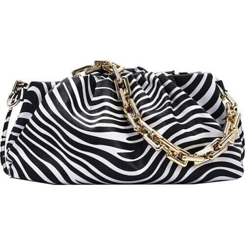 Bags for Woman The Big Chain Pouch Zebra Print Leather Bag With Large Chain Bags Ladies Sling Bag Luxury Cocktail Evening Bag