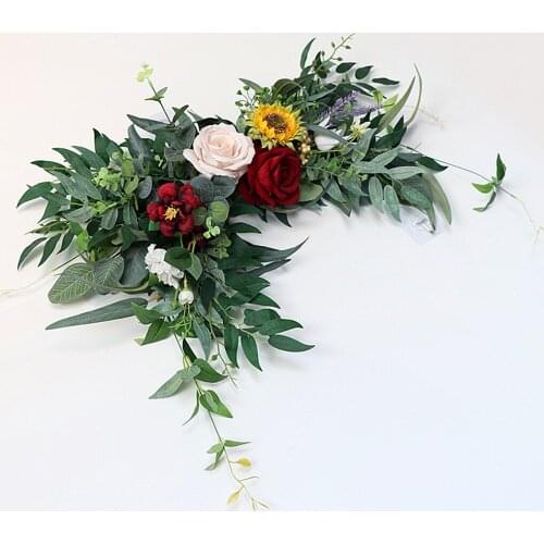 Wedding Arch Swag Decoration Artificial Flower Wreath Door Swag Pendant Simulation Rose Flower Table Centerpiece