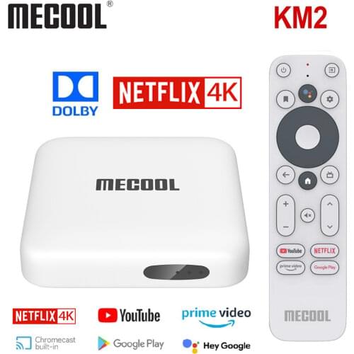 Mecool KM2 DDR4 Google Certified Amlogic S905X2 Android 10 TV Box Support Netflix 4K Dolby Dual Wifi Prime Video Set Top Box