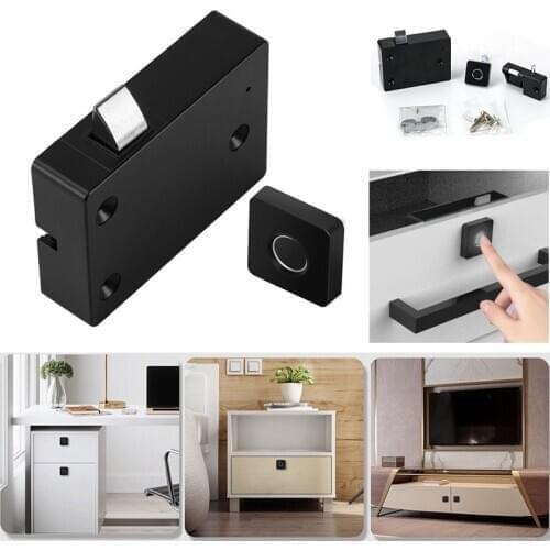 Smart Electric Fingerprint Lock File Cabinet Lock Storage Cabinet Lock Fingerprint Furniture Lock for Home Office Drawer Box