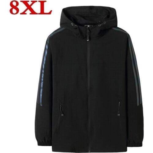 Big plus size 8XL 7XL Men windbreaker Casual Spring Autumn Lightweight Jacket 2020 New Arrival Hooded Zipper up Jackets Outwear
